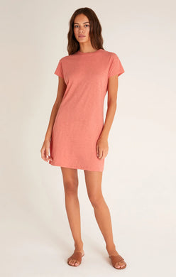 MODERN CREW SLUB TEE DRESS-Canyon Rose