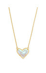 ARI HEART SHORT PENDANT NECKLACE RHODIUM IVORY MOTHER OF PEARL