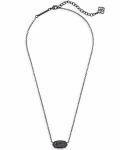Elisa Pendant Necklace in Black Drusy