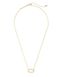 Elisa Open Frame Crystal Pendant Necklace in Gold