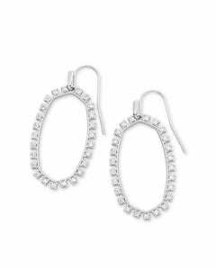 Elle Open Frame Crystal Drop Earrings in Silver