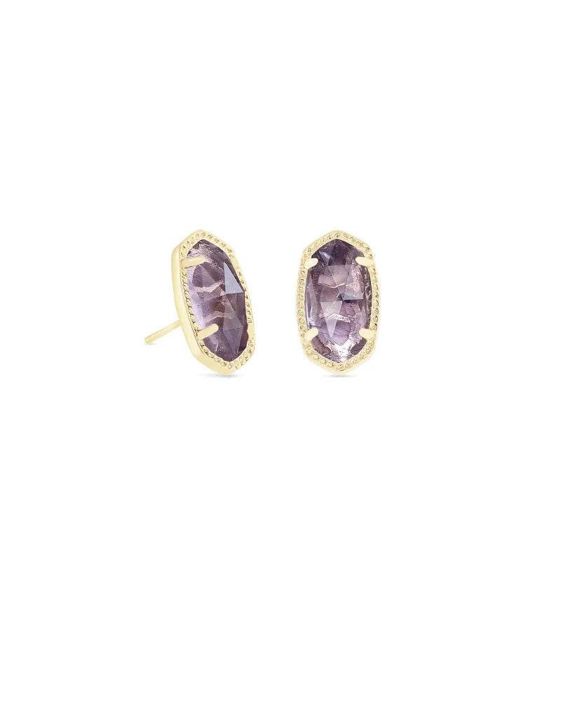 Ellie Gold Stud Earrings In Amethyst