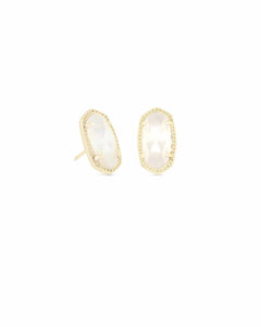 Ellie Gold Stud Earrings in Ivory Pearl