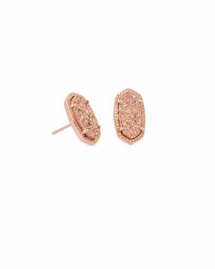 Ellie Rose Gold Stud Earrings in Rose Gold Drusy