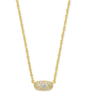 Grayson Gold Pendant Necklace in White Crystal
