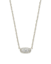 Grayson Silver Pendant Necklace in White Crystal